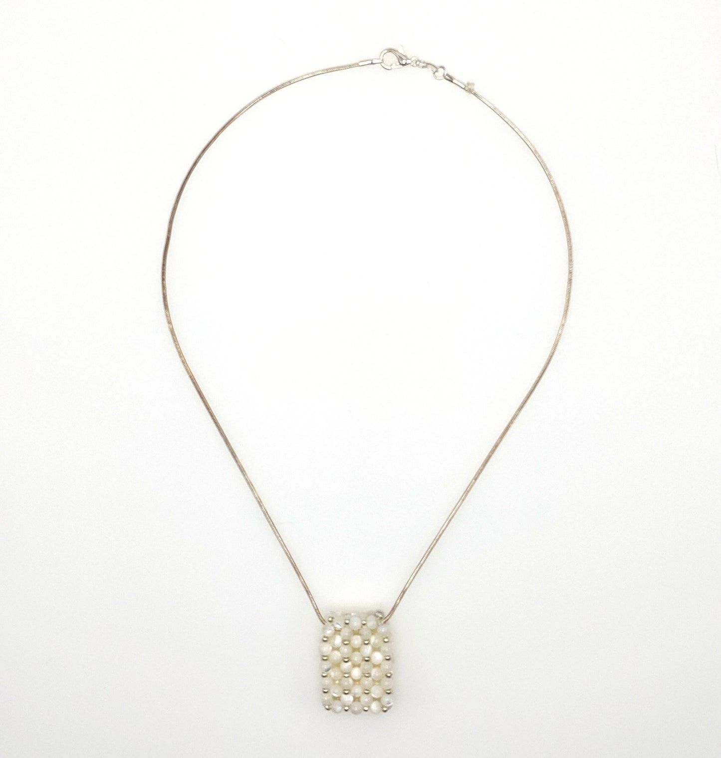 Mother of Pearl Beaded Bar Pendant Necklace