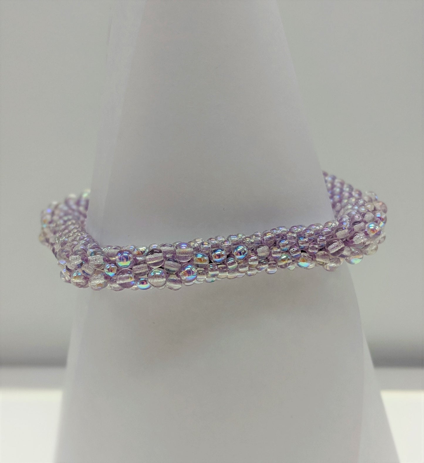 Lavender Square Bead Crochet Bangle