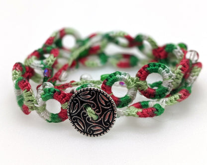 Christmas Crochet Wrap Bracelet