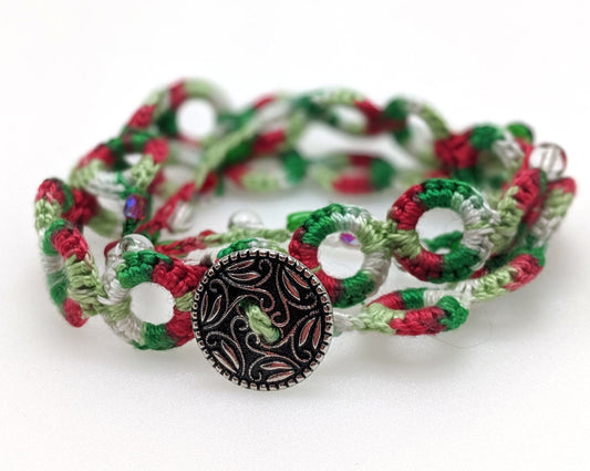 Christmas Crochet Wrap Bracelet