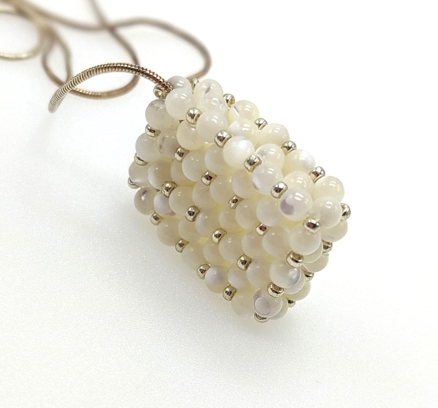 Mother of Pearl Beaded Bar Pendant Necklace