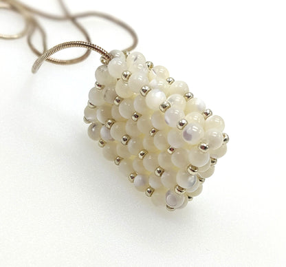 Mother of Pearl Beaded Bar Pendant Necklace
