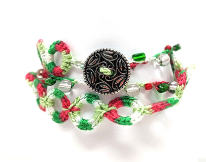 Christmas Crochet Wrap Bracelet