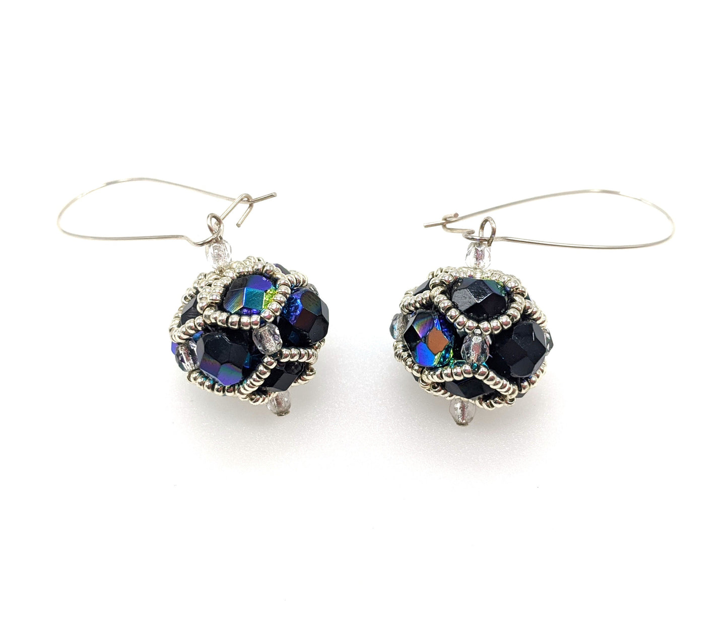 Czech Glass Beaded Orb Earrings on Sterling Ear Wires