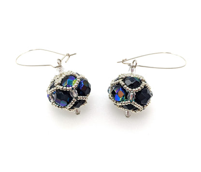 Czech Glass Beaded Orb Earrings on Sterling Ear Wires