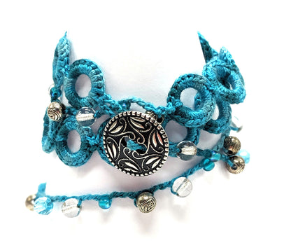 Turquoise Crochet Wrap Bracelet
