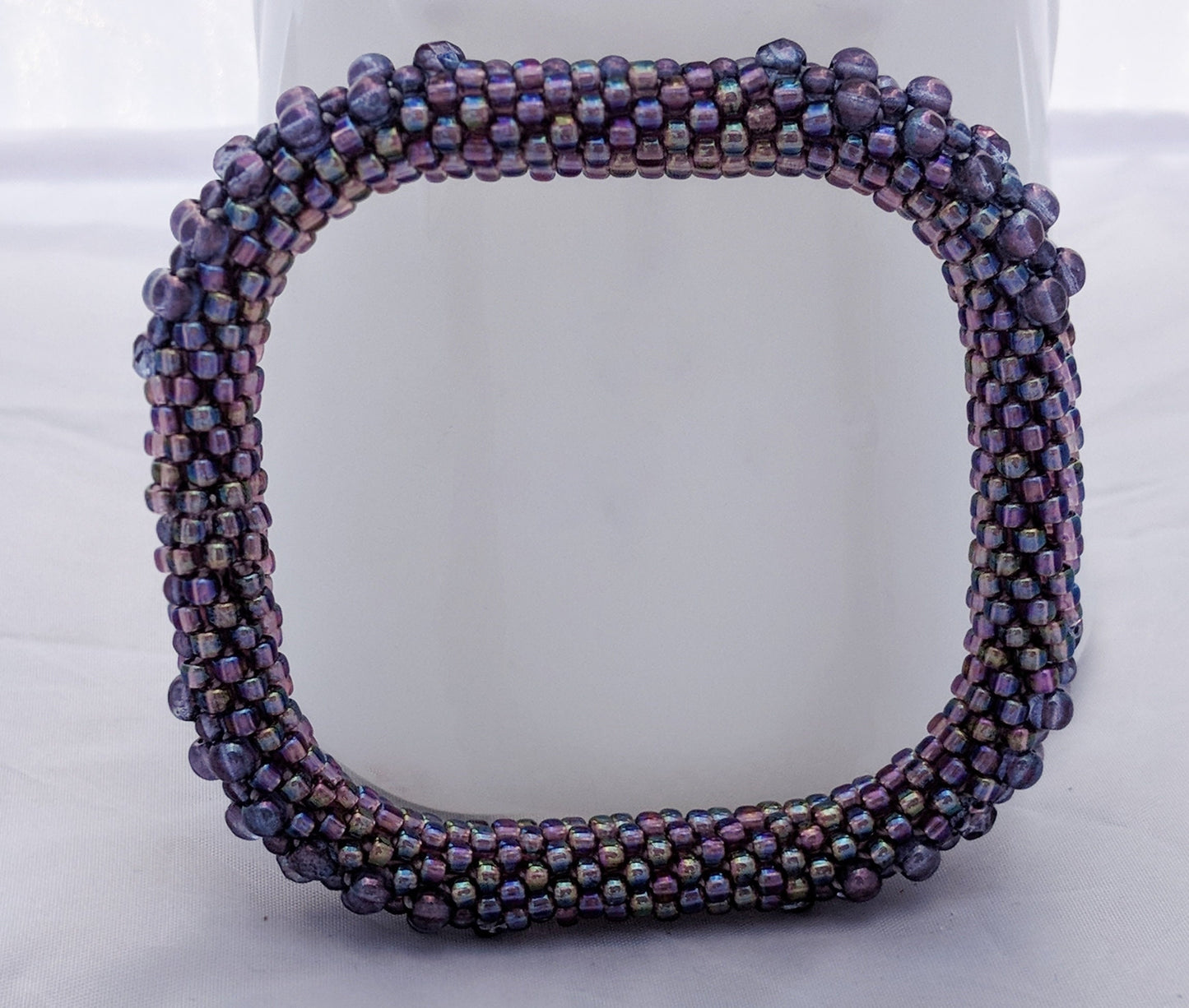 Purple Square Bead Crochet Bangle