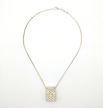 Mother of Pearl Beaded Bar Pendant Necklace