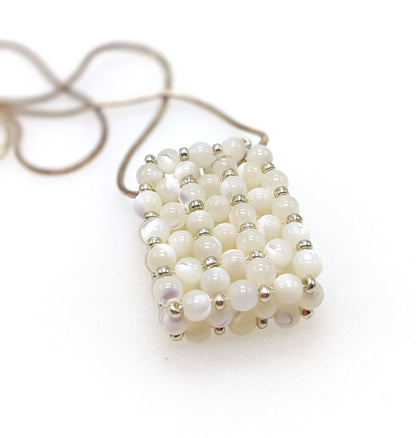 Mother of Pearl Beaded Bar Pendant Necklace