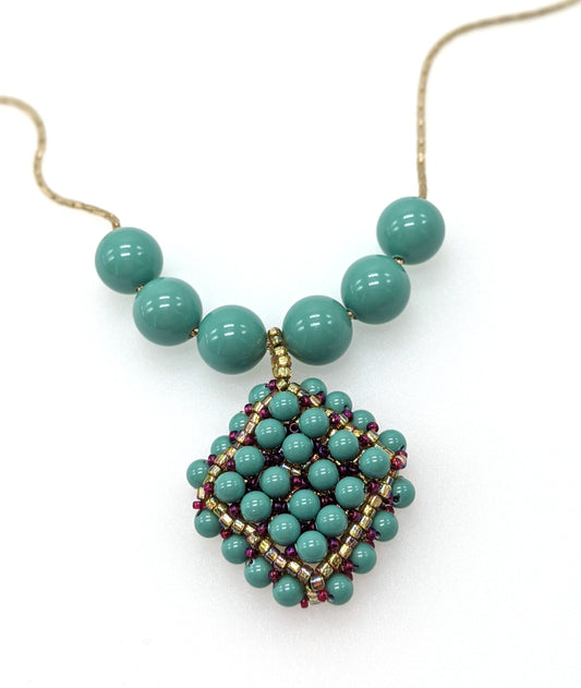 Beaded Swarovski Pearl Pendant Necklace