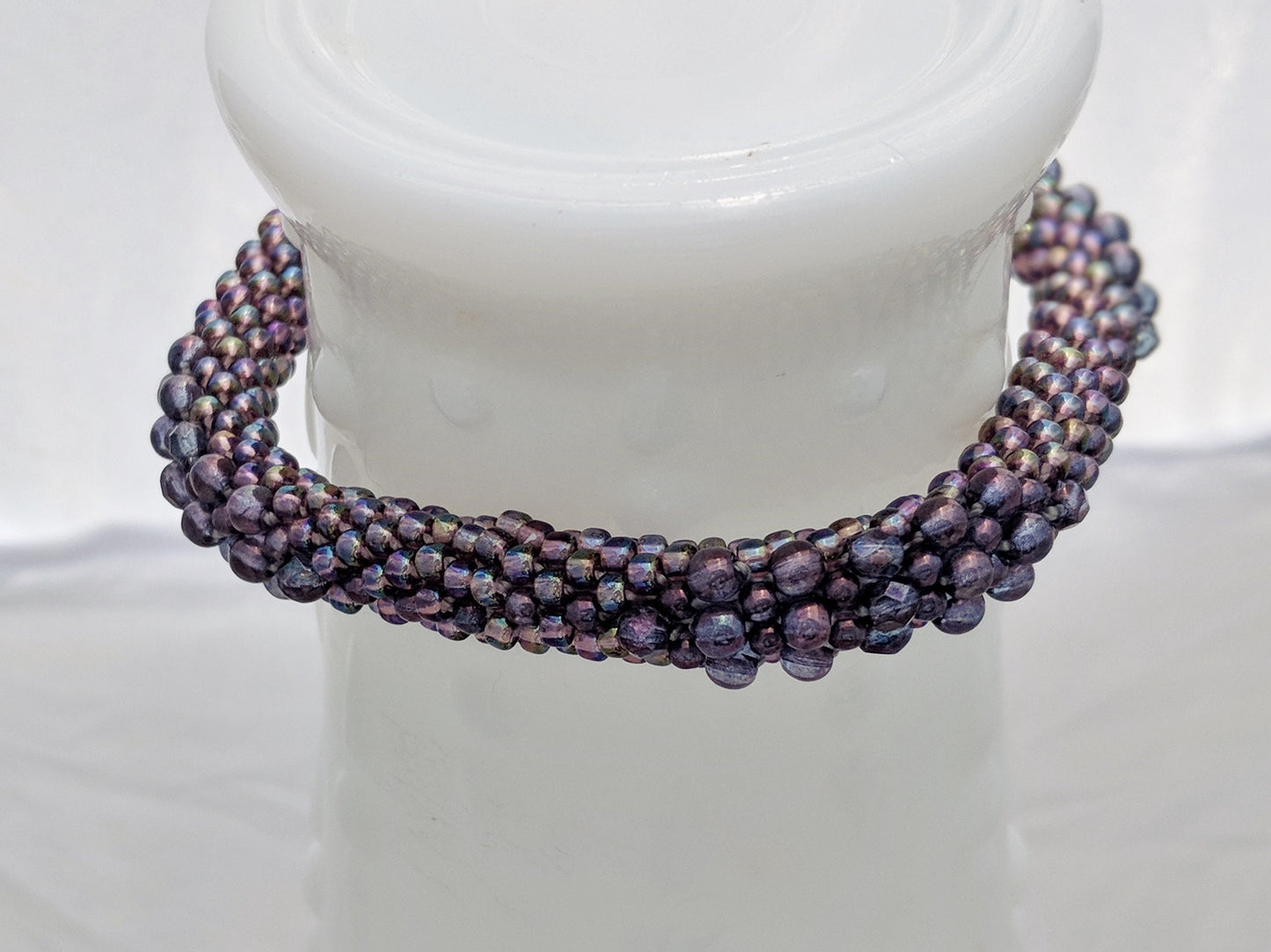Purple Square Bead Crochet Bangle