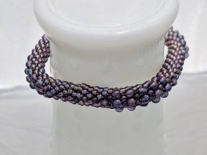 Purple Square Bead Crochet Bangle