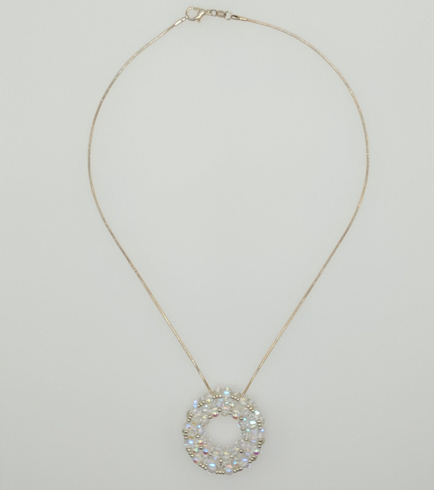 Beaded Glass Circle Pendant Necklace