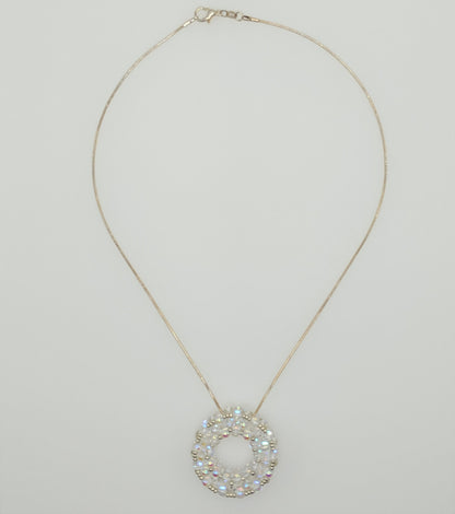 Beaded Glass Circle Pendant Necklace