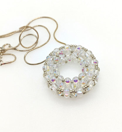 Beaded Glass Circle Pendant Necklace