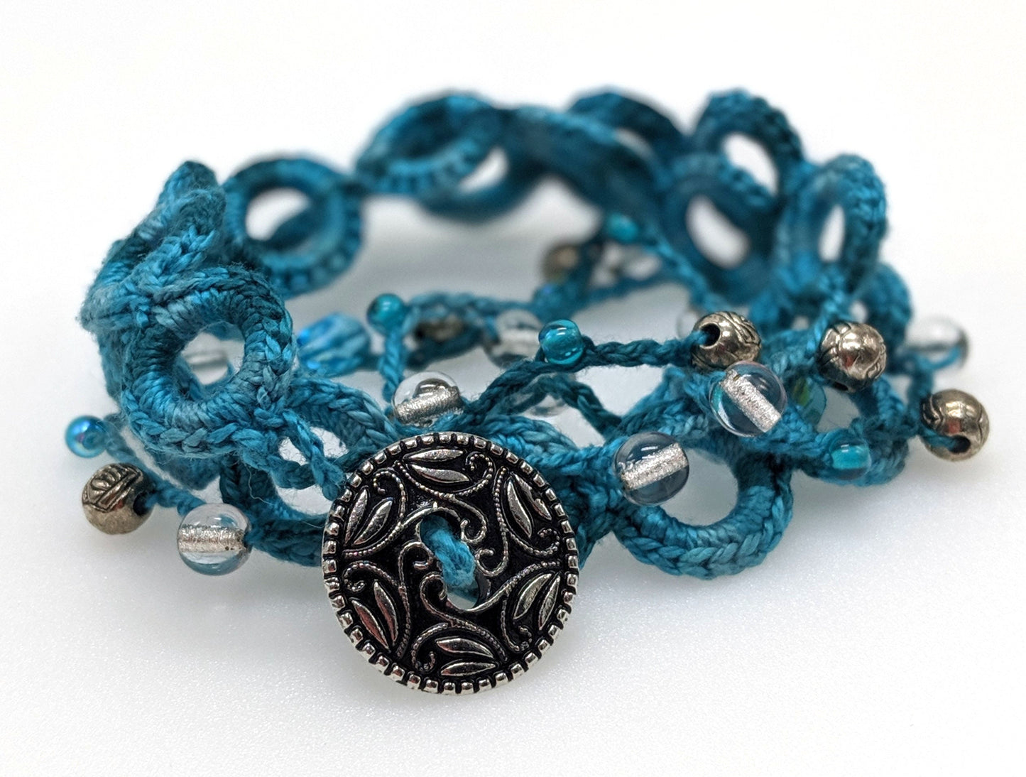 Turquoise Crochet Wrap Bracelet