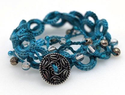 Turquoise Crochet Wrap Bracelet