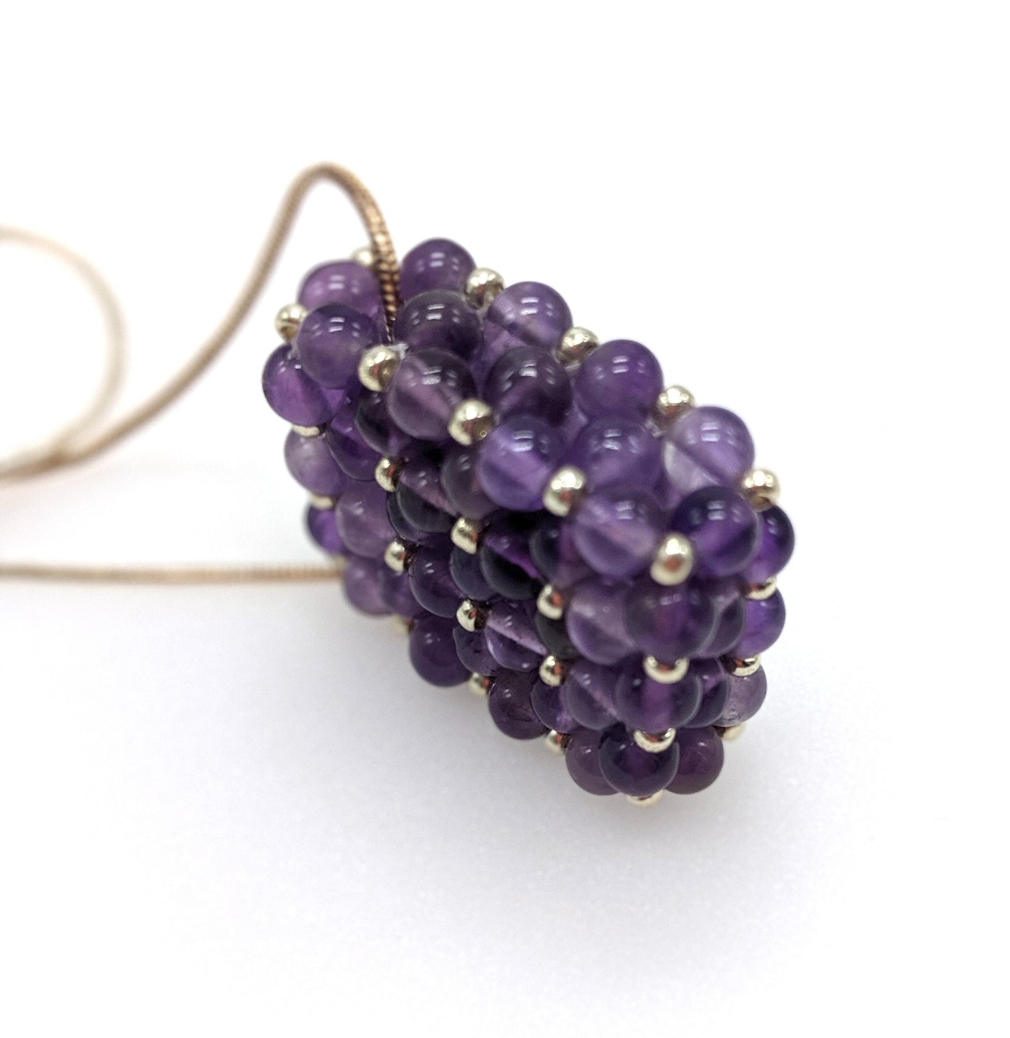 Amethyst Beaded Bar Pendant Necklace