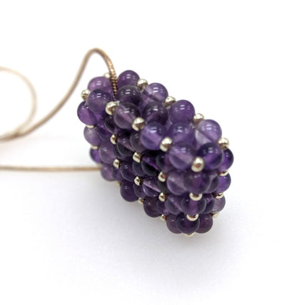 Amethyst Beaded Bar Pendant Necklace
