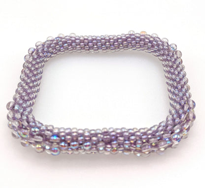 Lavender Square Bead Crochet Bangle