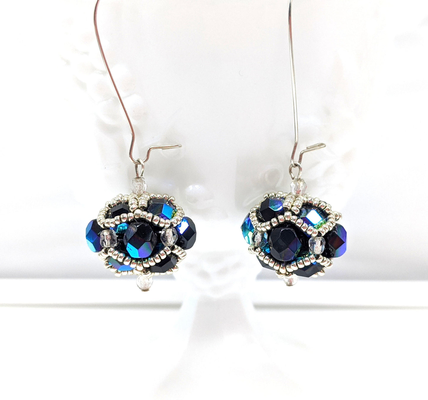Czech Glass Beaded Orb Earrings on Sterling Ear Wires