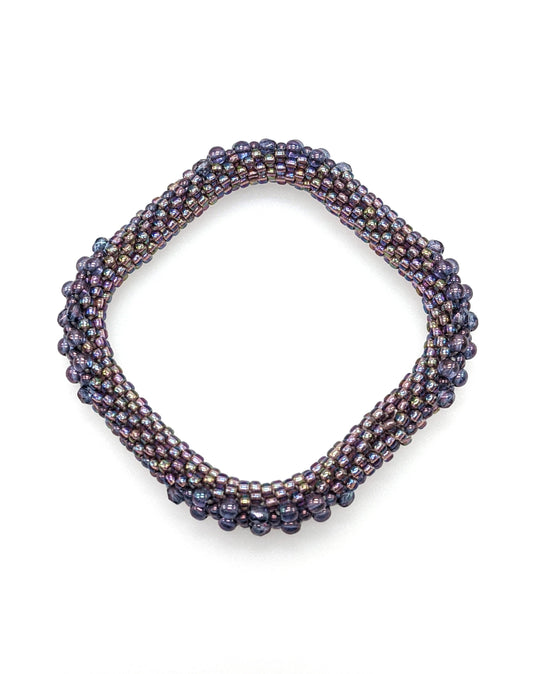 Purple Square Bead Crochet Bangle