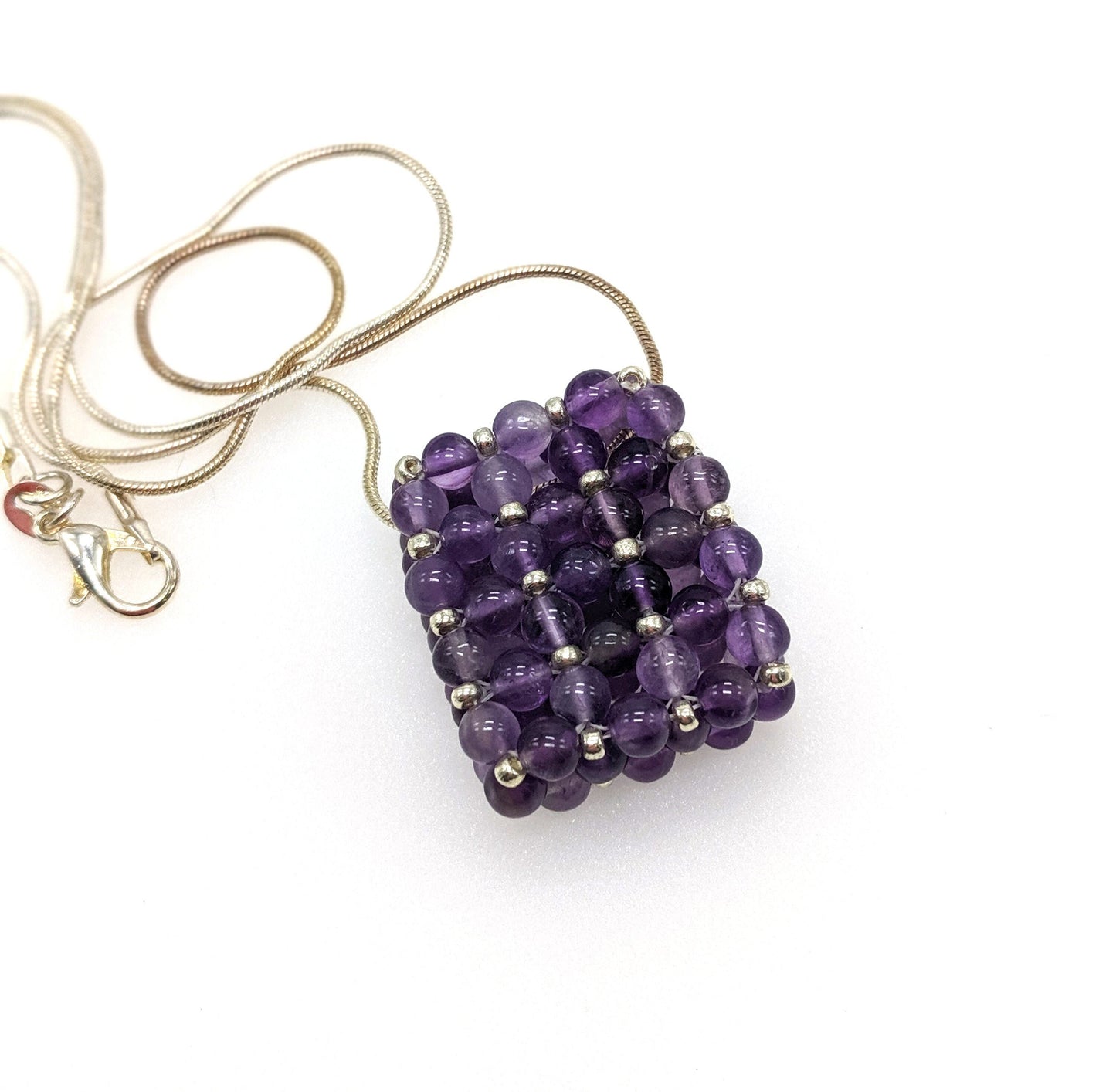Amethyst Beaded Bar Pendant Necklace