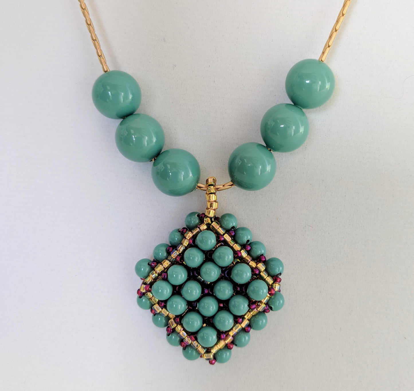 Beaded Swarovski Pearl Pendant Necklace