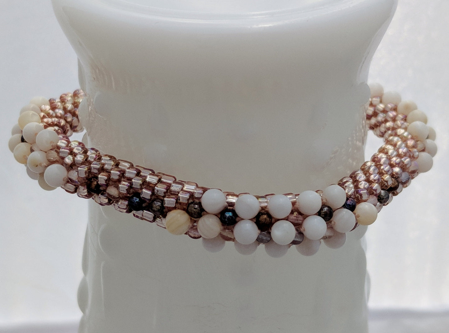 Rose Gold Square Bead Crochet Bangle