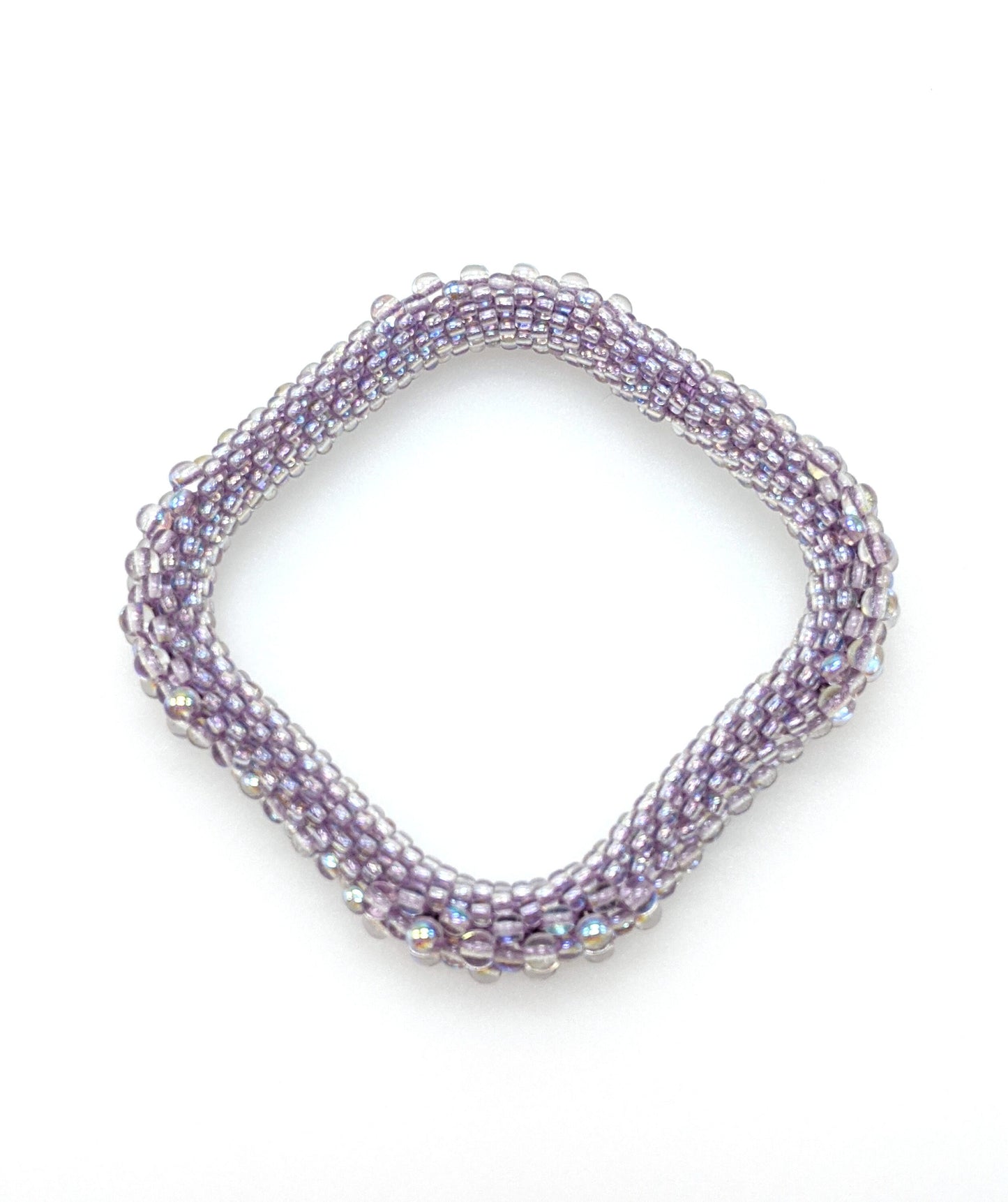 Lavender Square Bead Crochet Bangle