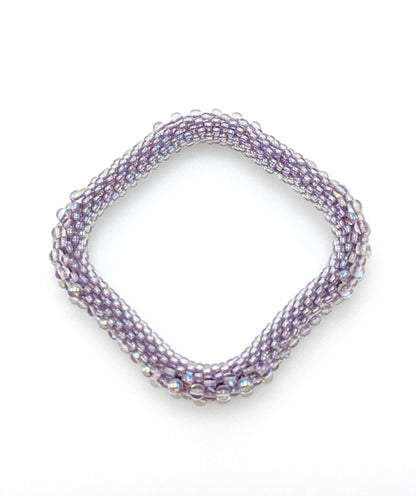 Lavender Square Bead Crochet Bangle