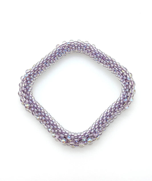 Lavender Square Bead Crochet Bangle