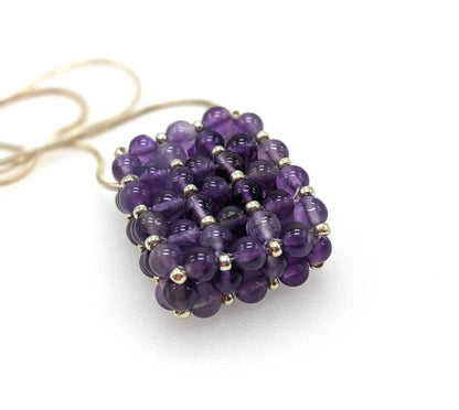 Amethyst Beaded Bar Pendant Necklace