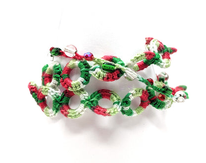 Christmas Crochet Wrap Bracelet