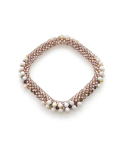 Rose Gold Square Bead Crochet Bangle