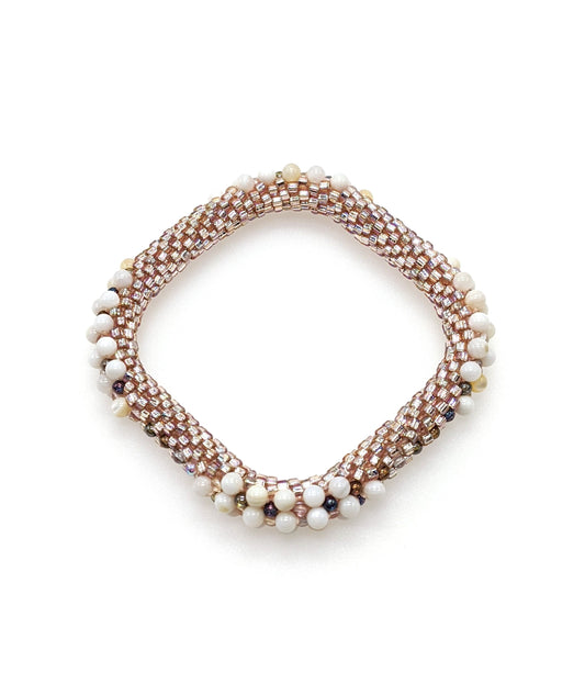 Rose Gold Square Bead Crochet Bangle