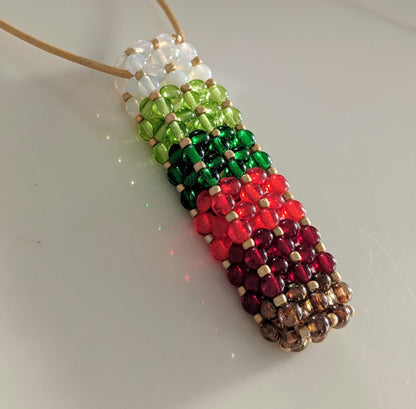 Beaded Czech Glass Bar Pendant Christmas Necklace