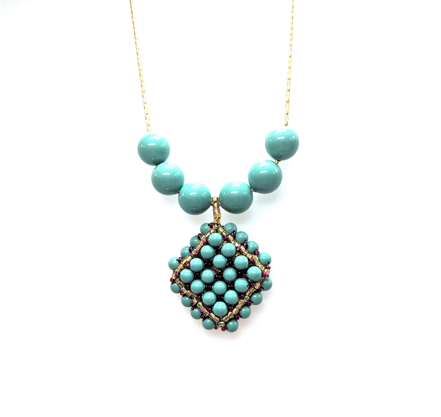 Beaded Swarovski Pearl Pendant Necklace