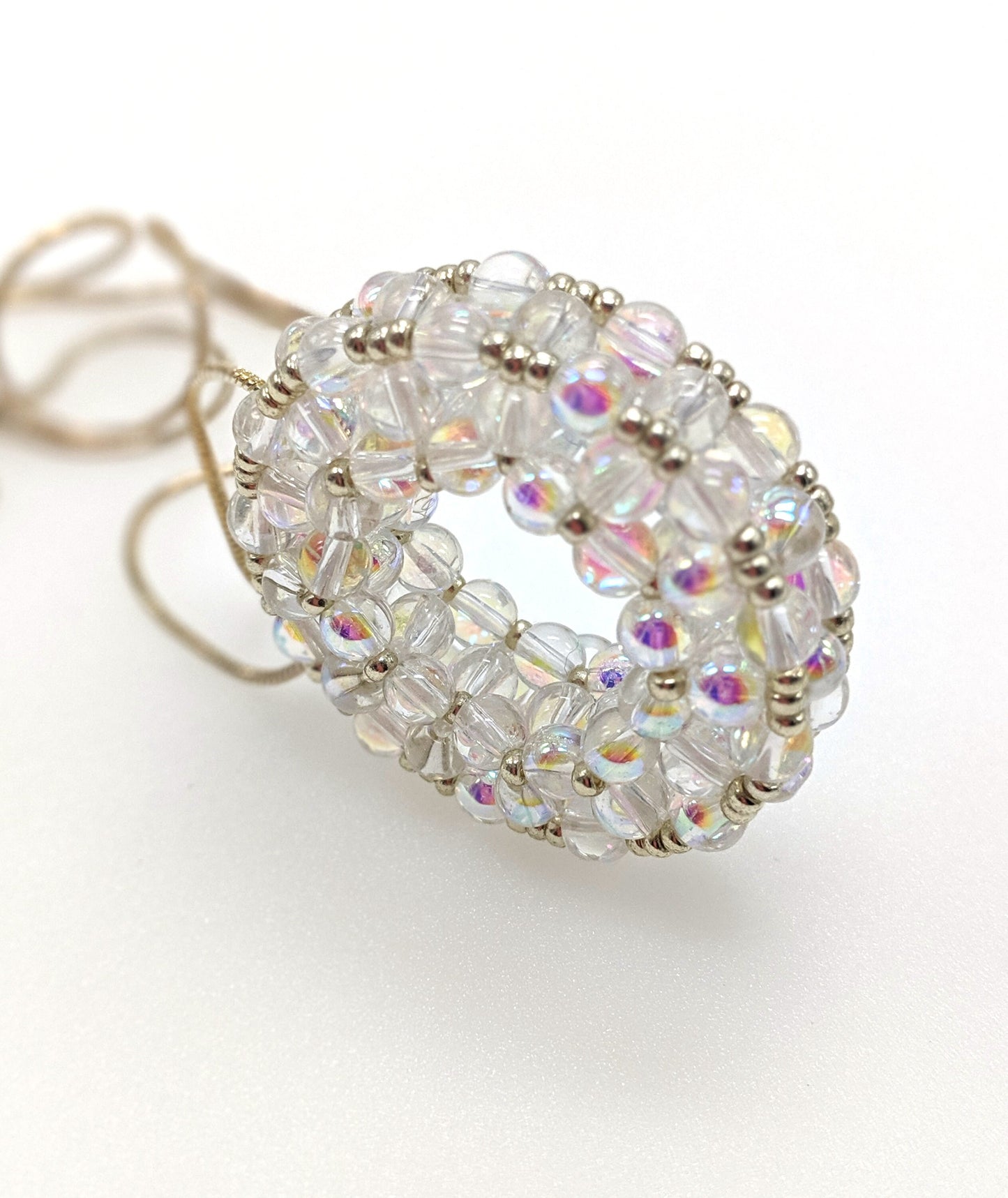 Beaded Glass Circle Pendant Necklace