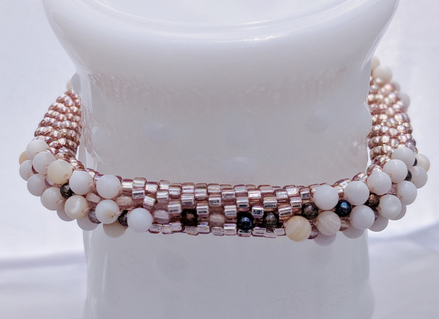 Rose Gold Square Bead Crochet Bangle