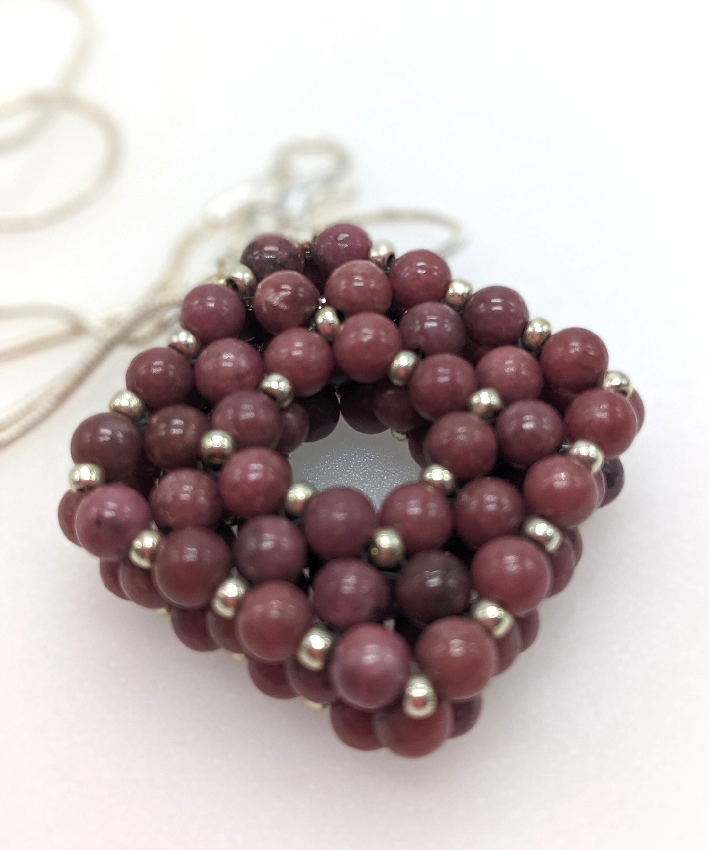 Beaded Lepidolite Square Pendant Necklace